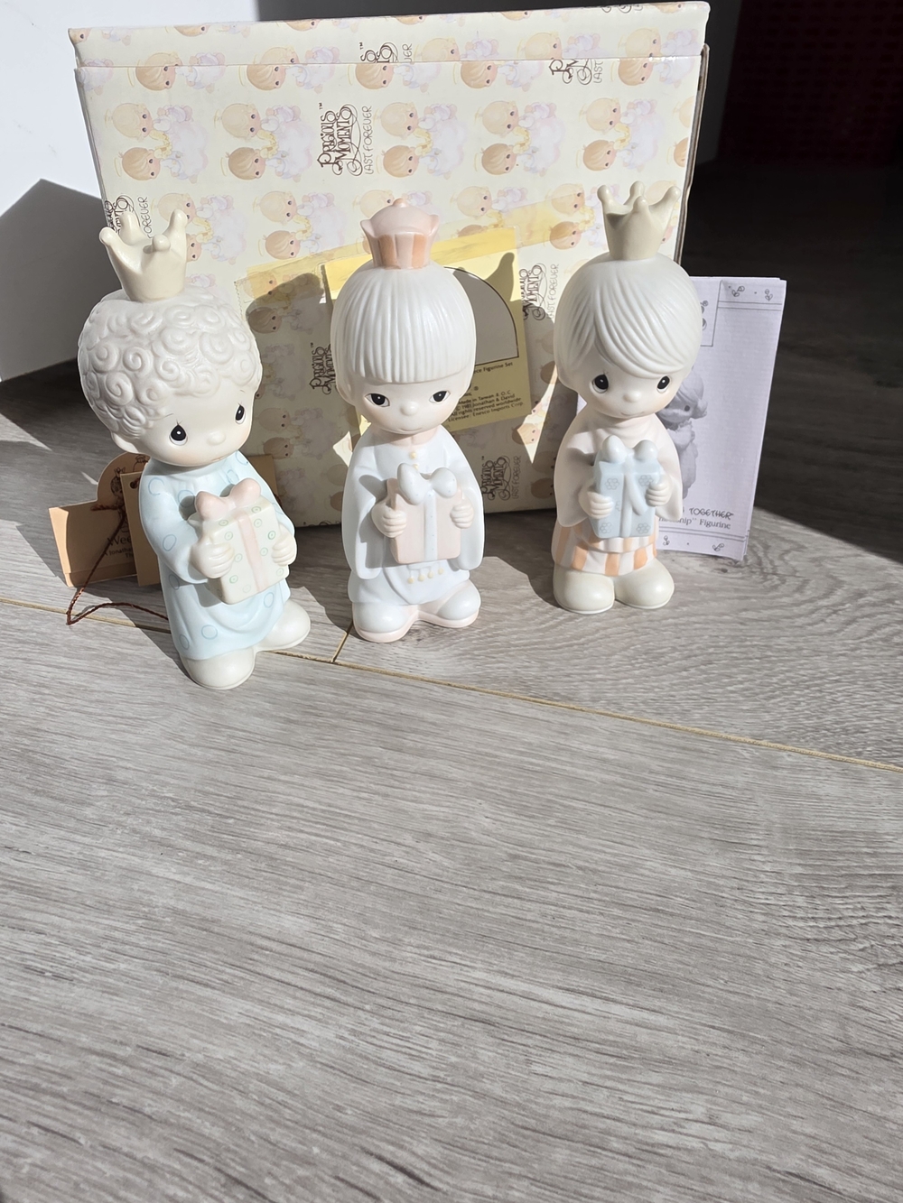 Precious Moments Pastel Figurine - Trio of Royal Children (White, Blue, Pink)